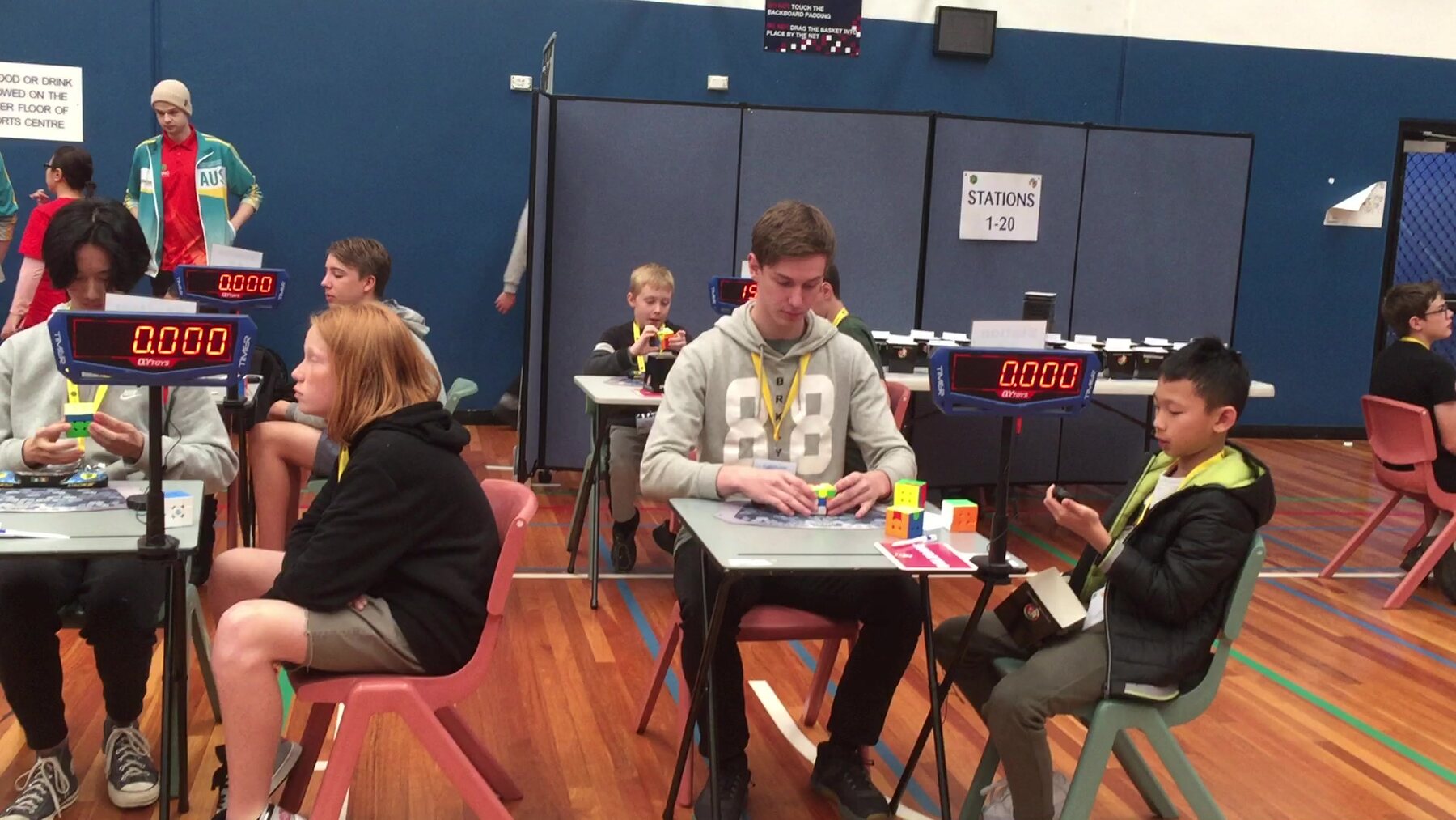 Samuel solving a cube at Queensland Open 2023